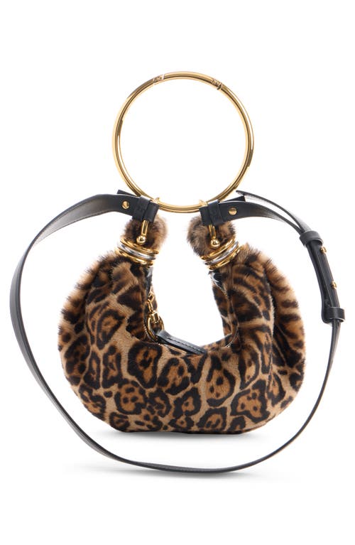 Chloé Mini Bracelet Leopard Print Genuine Shearling Hobo Bag