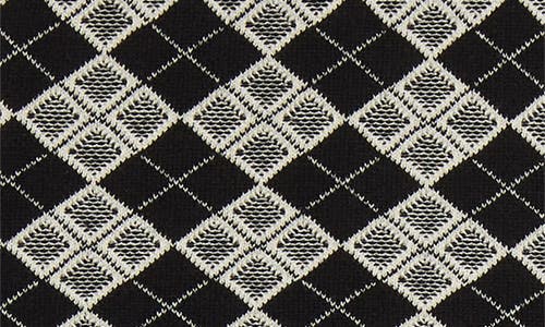 Yanyan Argyle Jacquard Knit Miniskirt Capri Pants In Black/white