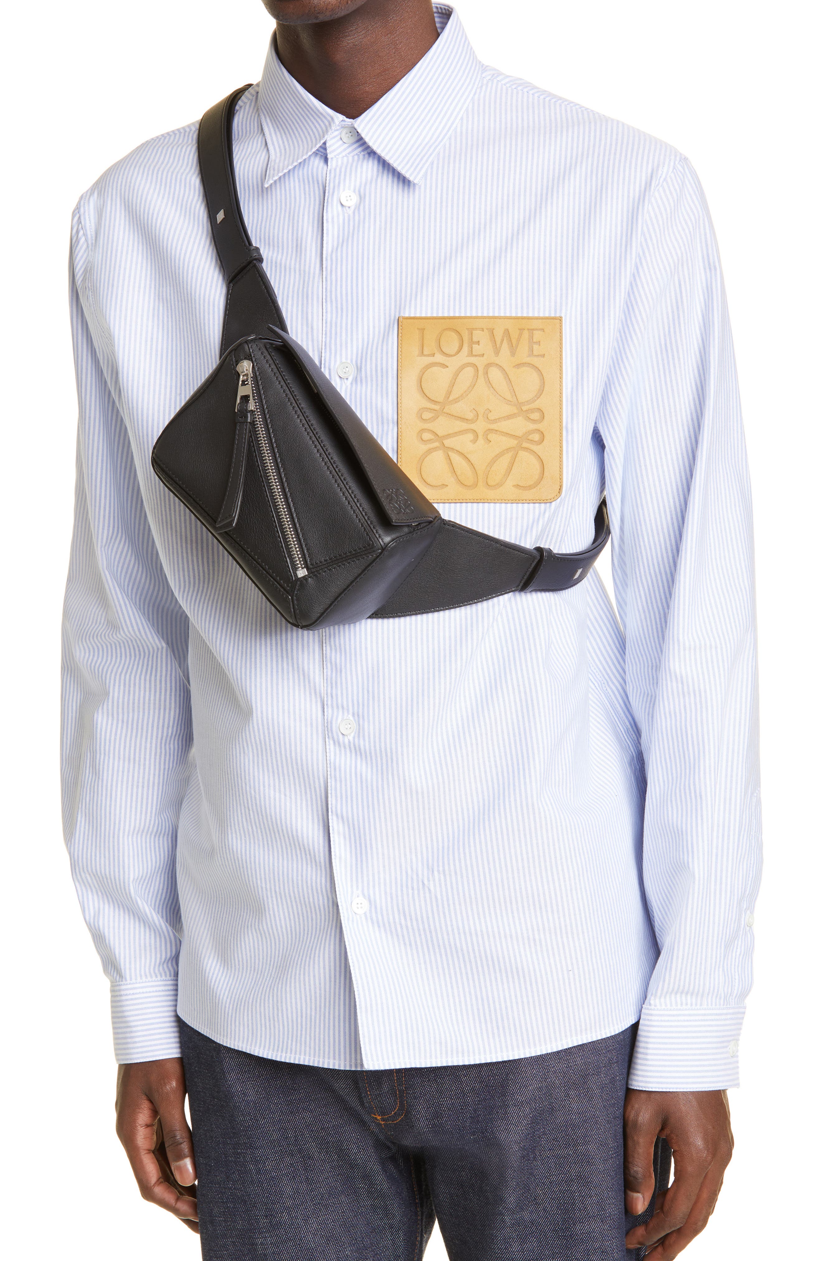 Loewe Mini Puzzle Leather Belt Bag, Alternate, color, 