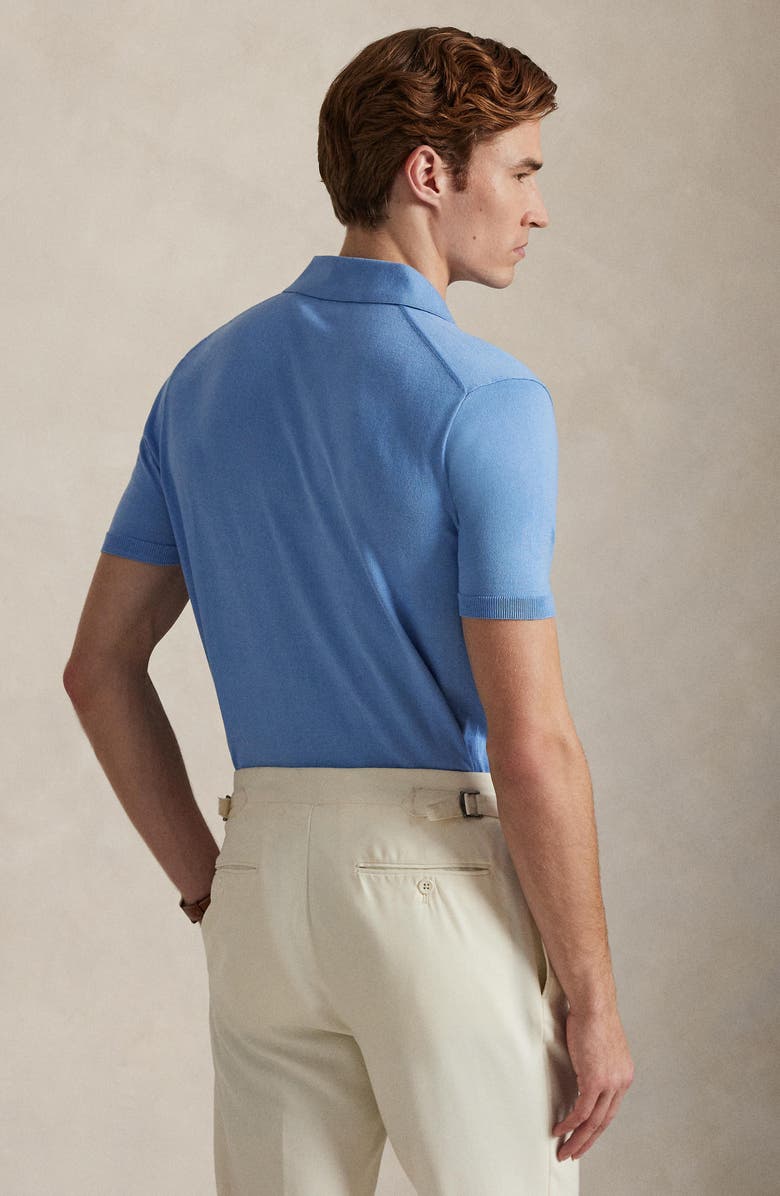 Polo Ralph Lauren Rib Trim Cotton Polo, Alternate, color, Sky Blue
