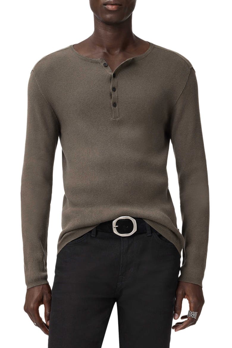 Javis Organic Cotton & Cashmere Rib Henley, Main, color, TEAKWOOD
