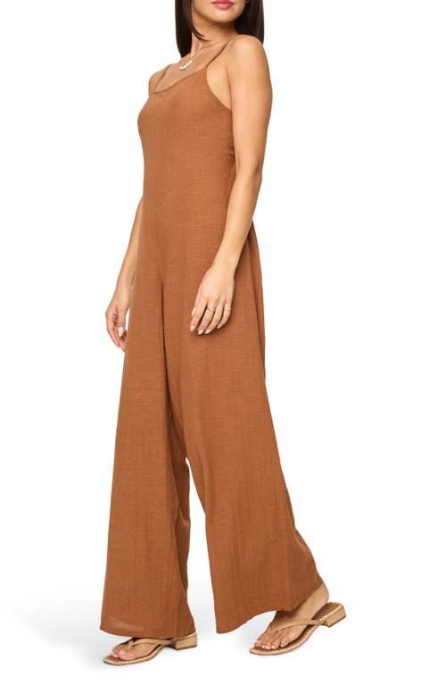 L*space Lspace Jaida Open Back Cotton Cover-up Jumpsuit In Brown