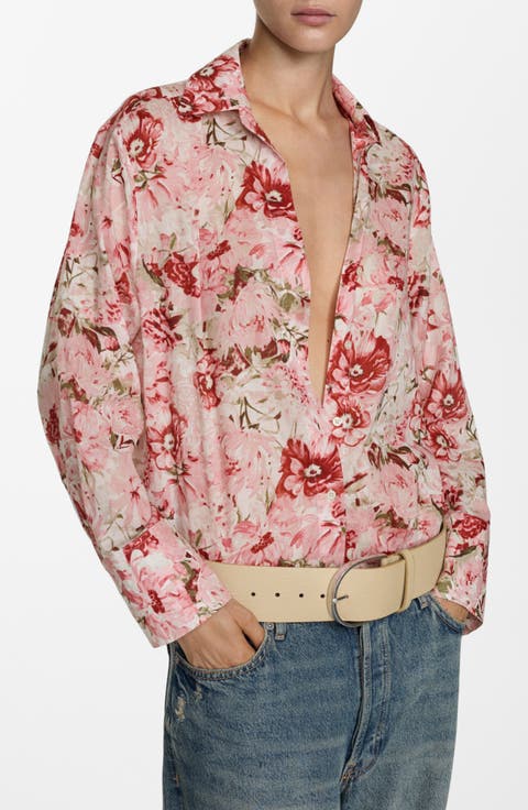 Floral Cotton Button-Up Shirt