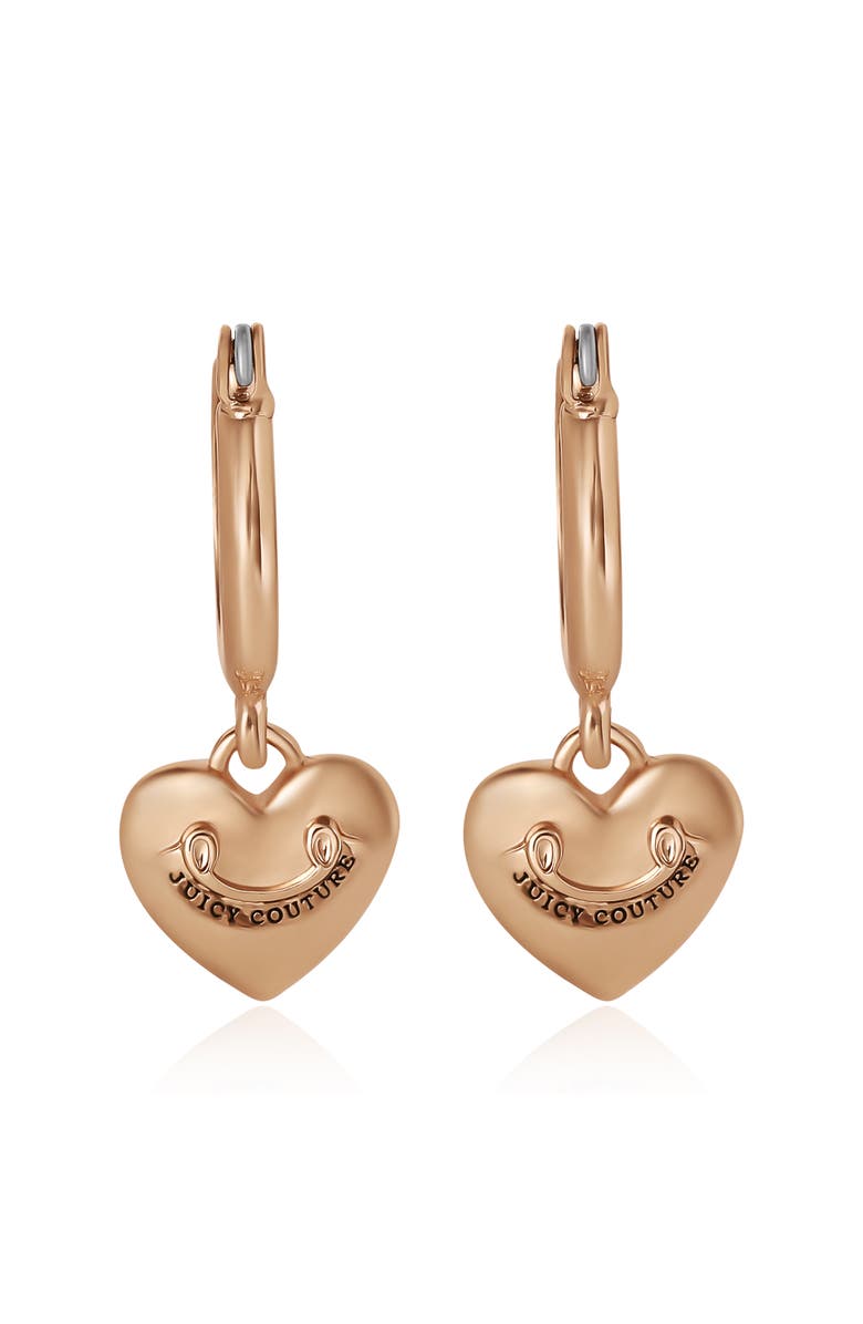 Juicy Couture Gold-Tone Heart Charm Hoop Earrings, Alternate, color, Gold