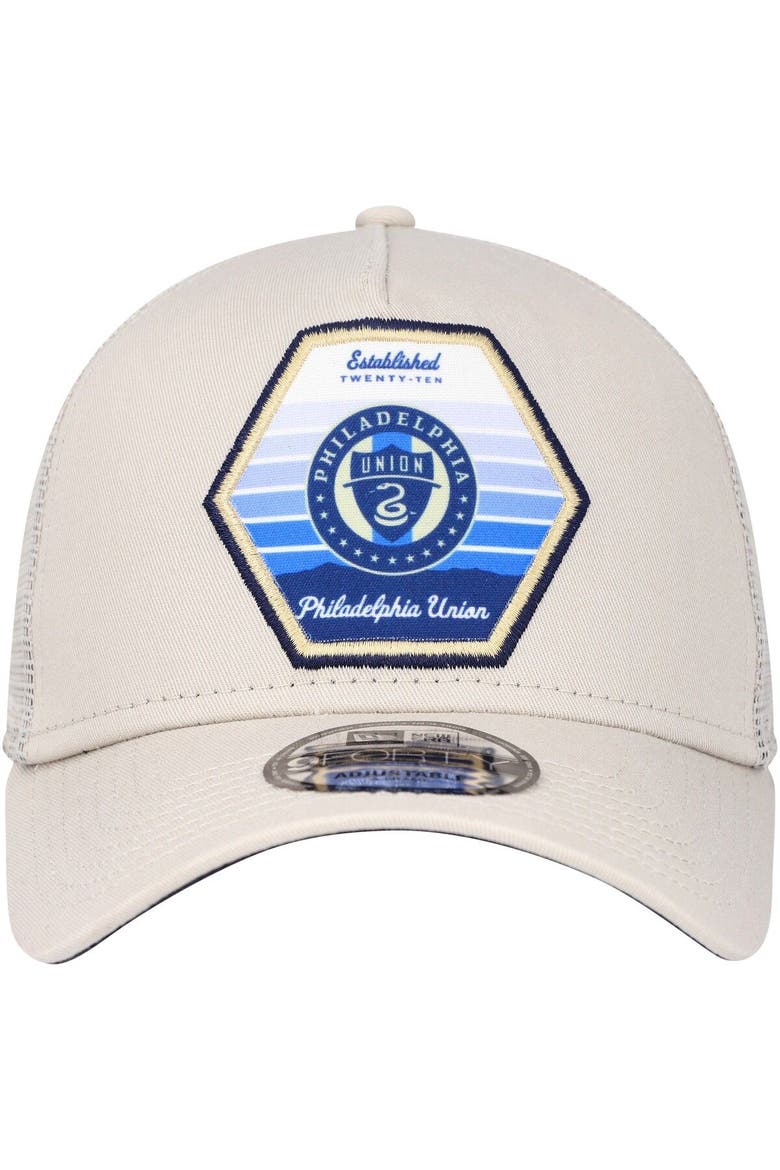 Men's New Era Cream Philadelphia Union Established Patch 9FORTY A-Frame Trucker Adjustable Hat, Alternate, color, Cream