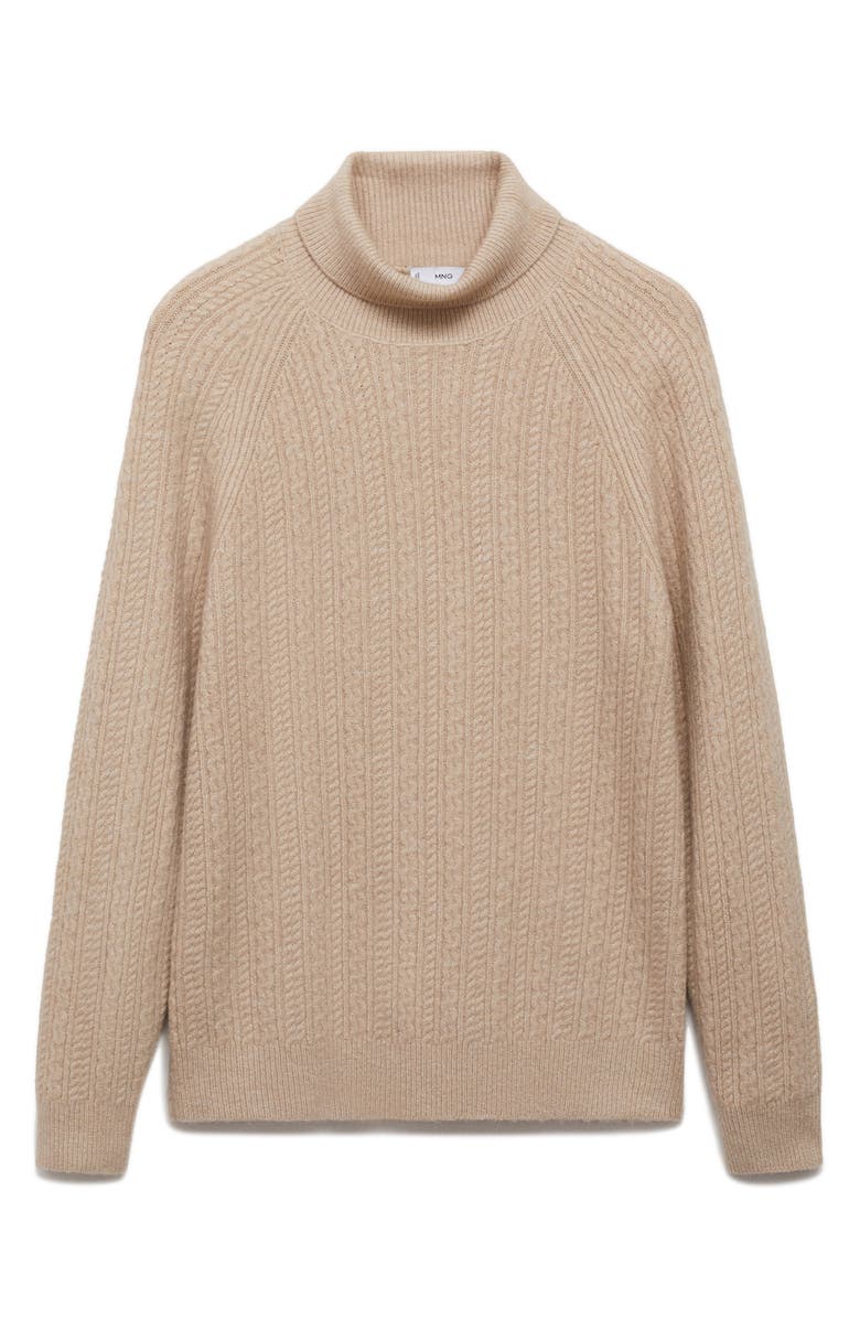 MANGO Turtleneck Cable Knit Sweater, Alternate, color, 