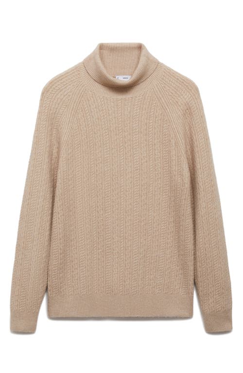 Mango Men's Slim-fit Braided Knit Turtleneck Sweater In Beige