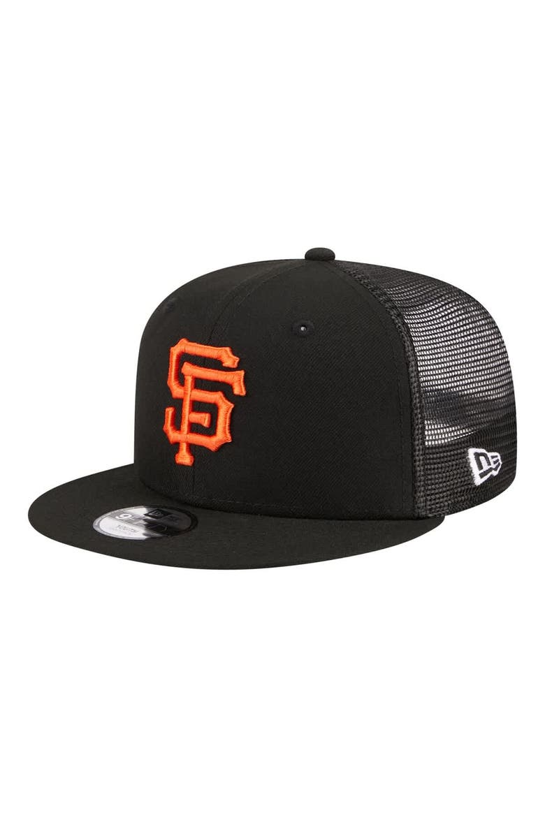 Youth New Era  Black San Francisco Giants 9FIFTY Trucker Snapback Hat, Main, color, Black