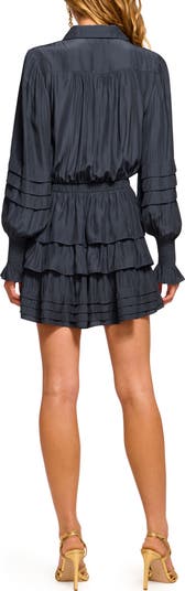 Entela Center Cutout Long Sleeve Tiered Minidress