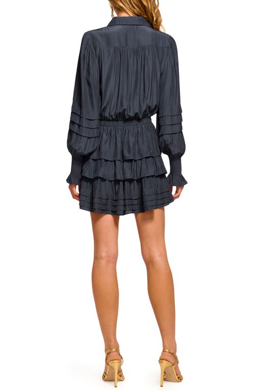 RAMY BROOK RAMY BROOK ENTELA CENTER CUTOUT LONG SLEEVE TIERED MINIDRESS