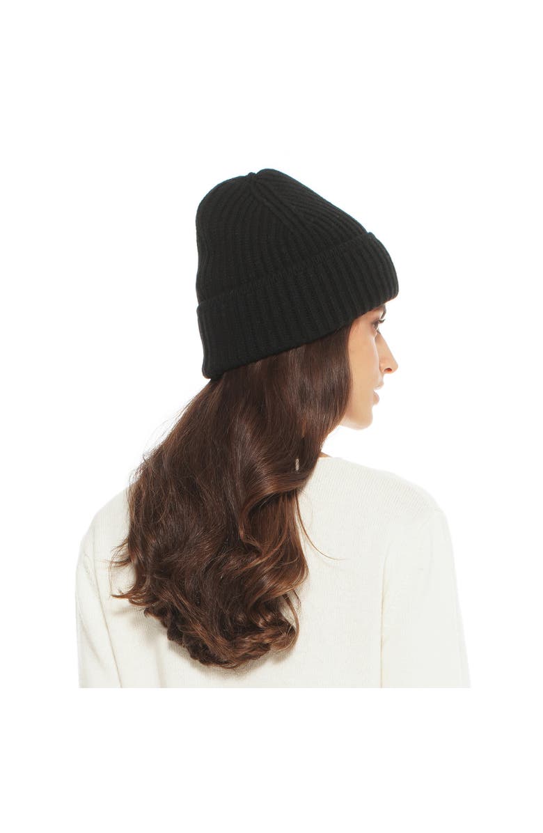 Monticelli Cashmere Pure Cashmere Ribbed Hat, Alternate, color, Black