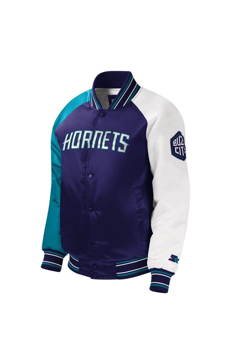 STARTER Youth Starter Purple Charlotte Hornets Raglan Full-Snap Varsity Jacket, Alternate, color, 