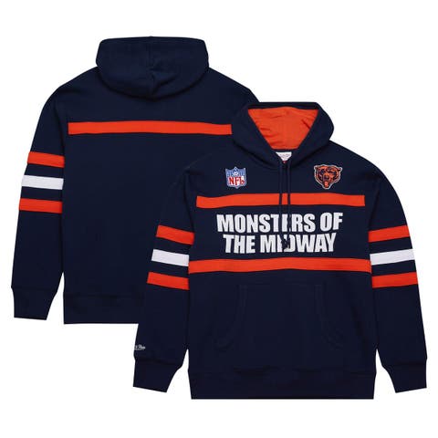 Men's  Navy Chicago Bears Vintage Logo Head Coach Fleece Pullover Hoodie