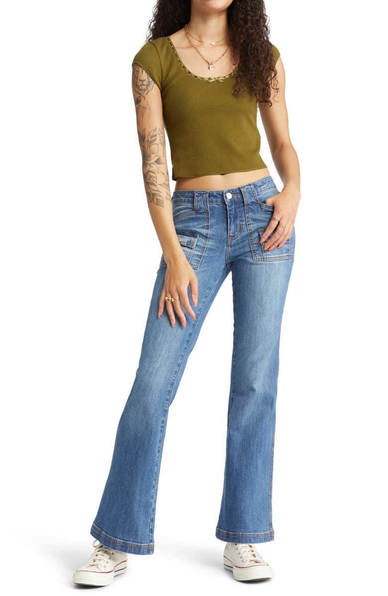 BP. Waffle Weave Ribbon Crop Top, Alternate, color, 