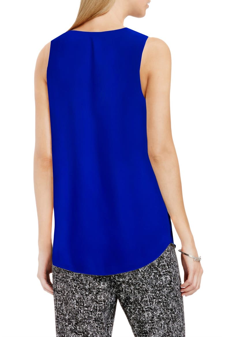 Drape Front V-Neck Sleeveless Blouse, Alternate, color, COBALT BLUE