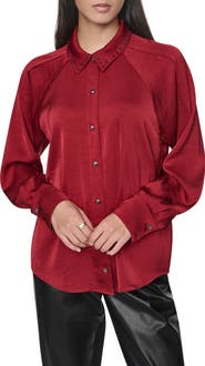 DKNY Studded Collar Long Sleeve Button Down Shirt
