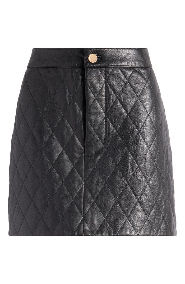 FRAME Quilted Leather Miniskirt, Alternate, color, Black