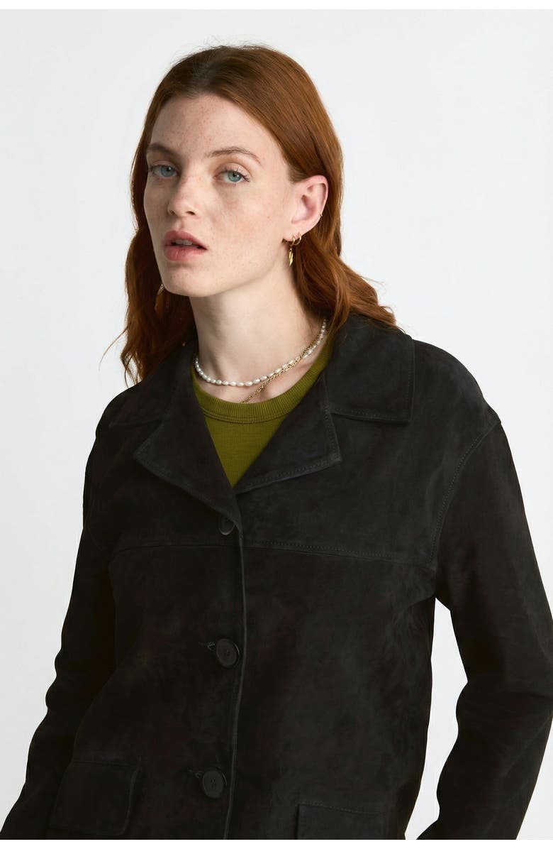 FURNIQ UK Vera Suede Blazer, Alternate, color, Black