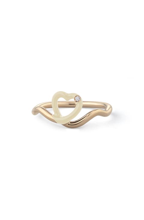 Diamond Enamel Heart Ring