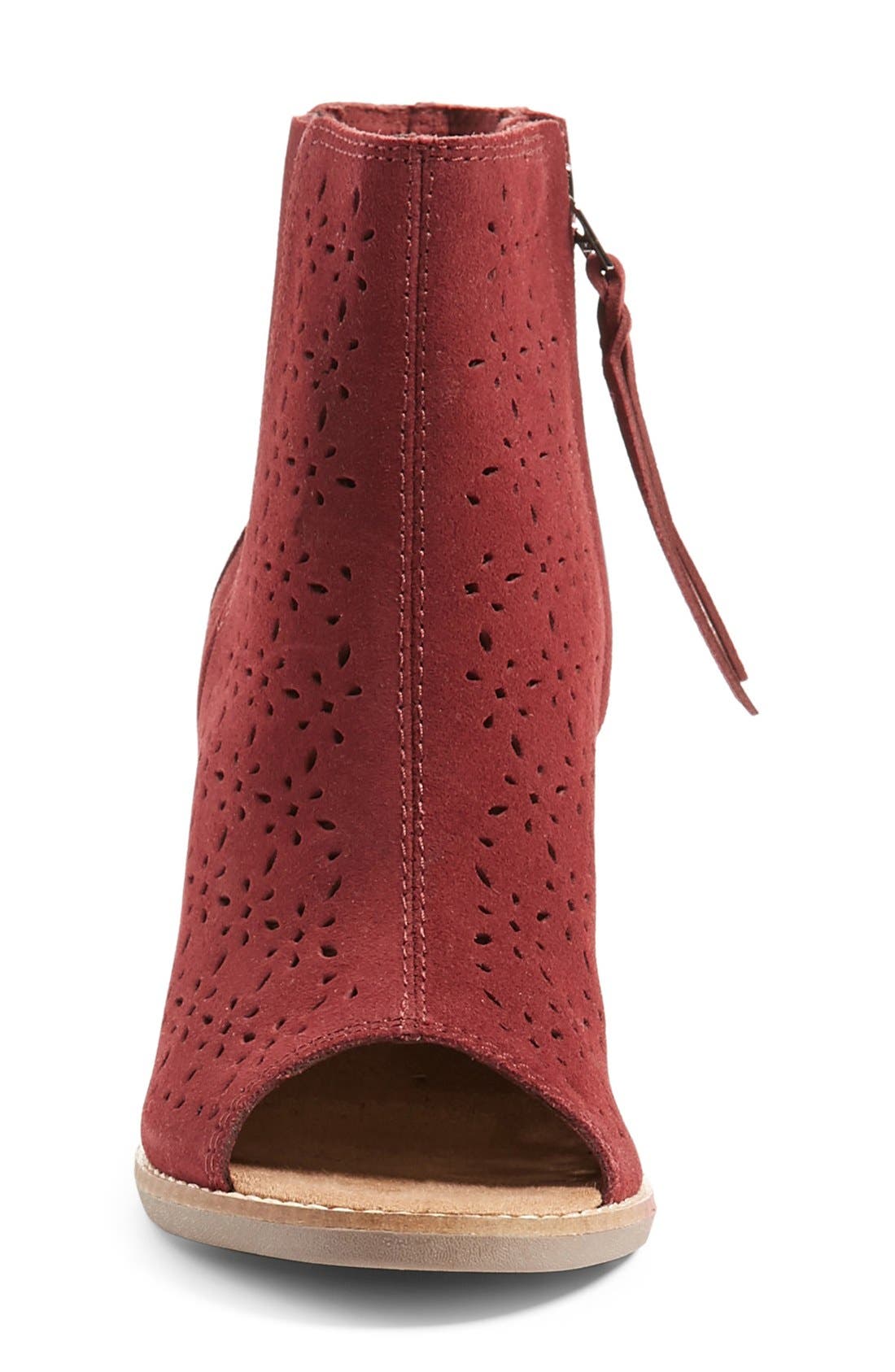 'Majorca' Peep Toe Bootie, Alternate, color, BURGUNDY SUEDE