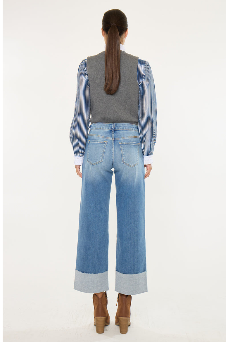 Kenny Mid Rise Crop Wide Leg Jeans, Alternate, color, Medium Wash