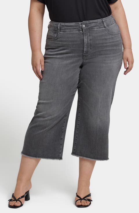 Brigitte Frayed High Waist Wide Leg Capri Jeans (Frontera Bluffs) (Plus)