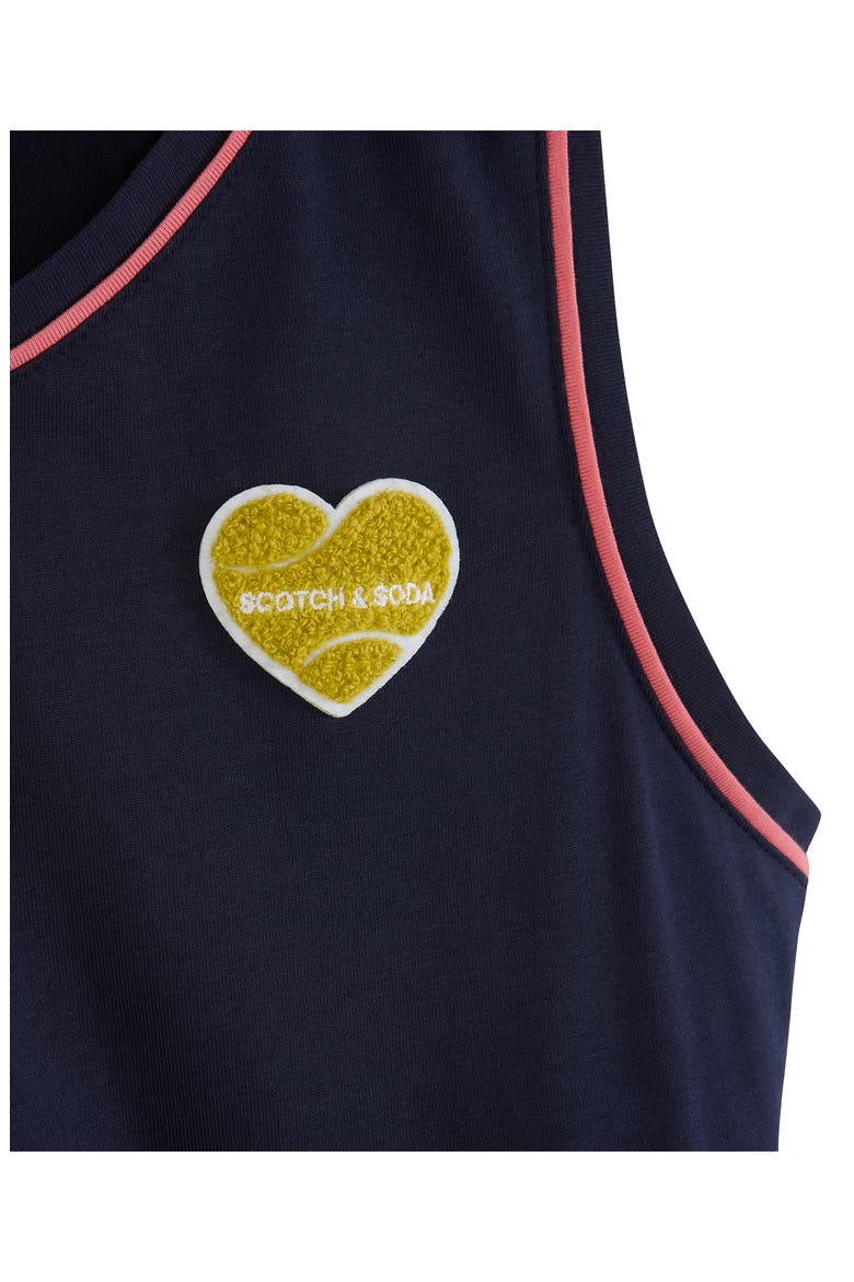 Kids' Tennis Appliqué Sleeveless Cotton Jersey Dress, Alternate, color, MARITIME BLUE
