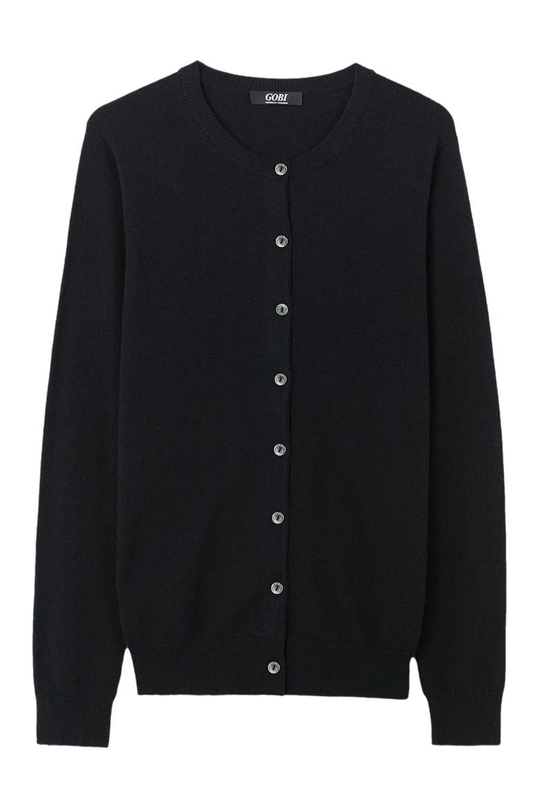 Essential Cashmere Crewneck Cardigan, Main, color, black