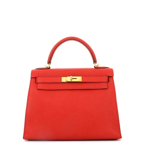 Kelly Handbag Red Chevre de Coromandel with Gold Hardware 28