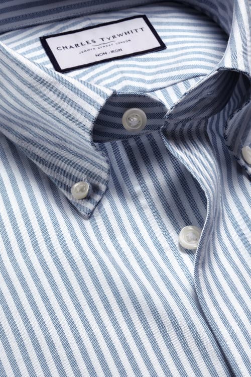 Charles Tyrwhitt Non-iron Stretch Oxford Shirt In Blue