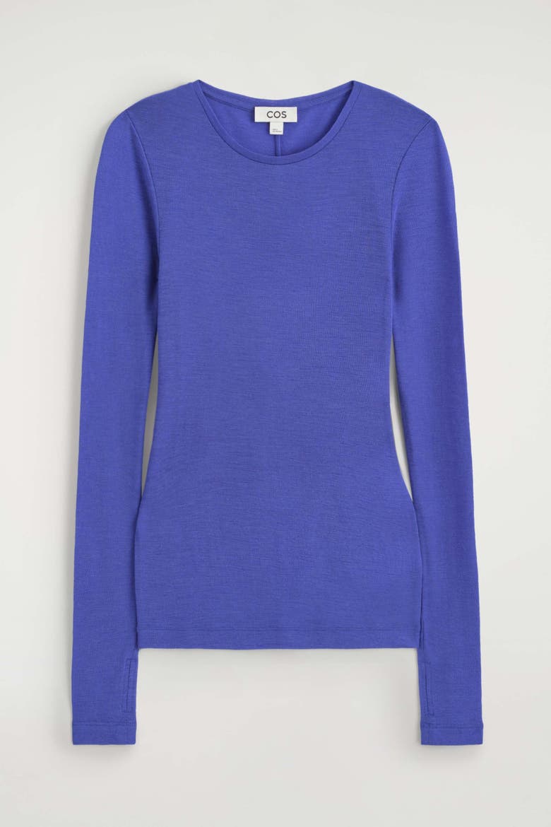 Slim Merino Wool Top, Alternate, color, COBALT BLUE