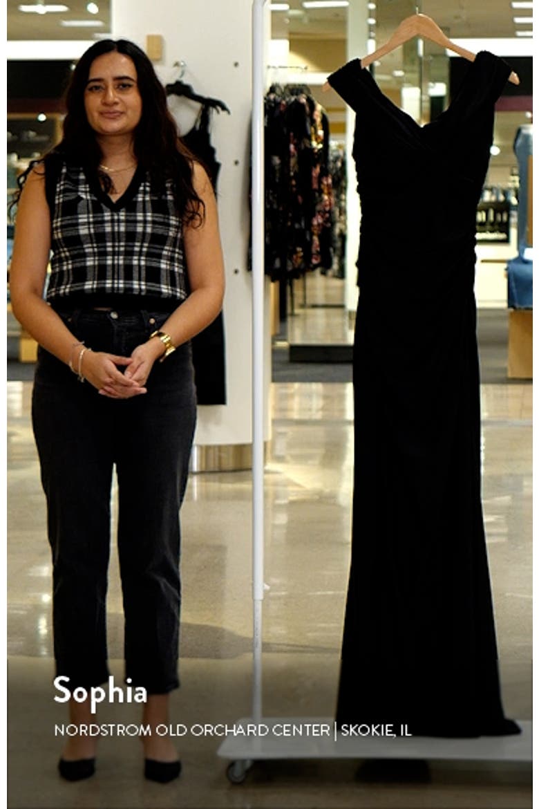 Off the Shoulder Chic Jersey Gown with Ruching video