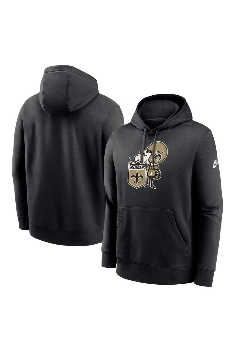Men's Nike Black New Orleans Saints Rewind Club Logo Pullover Hoodie, Main, color, Black