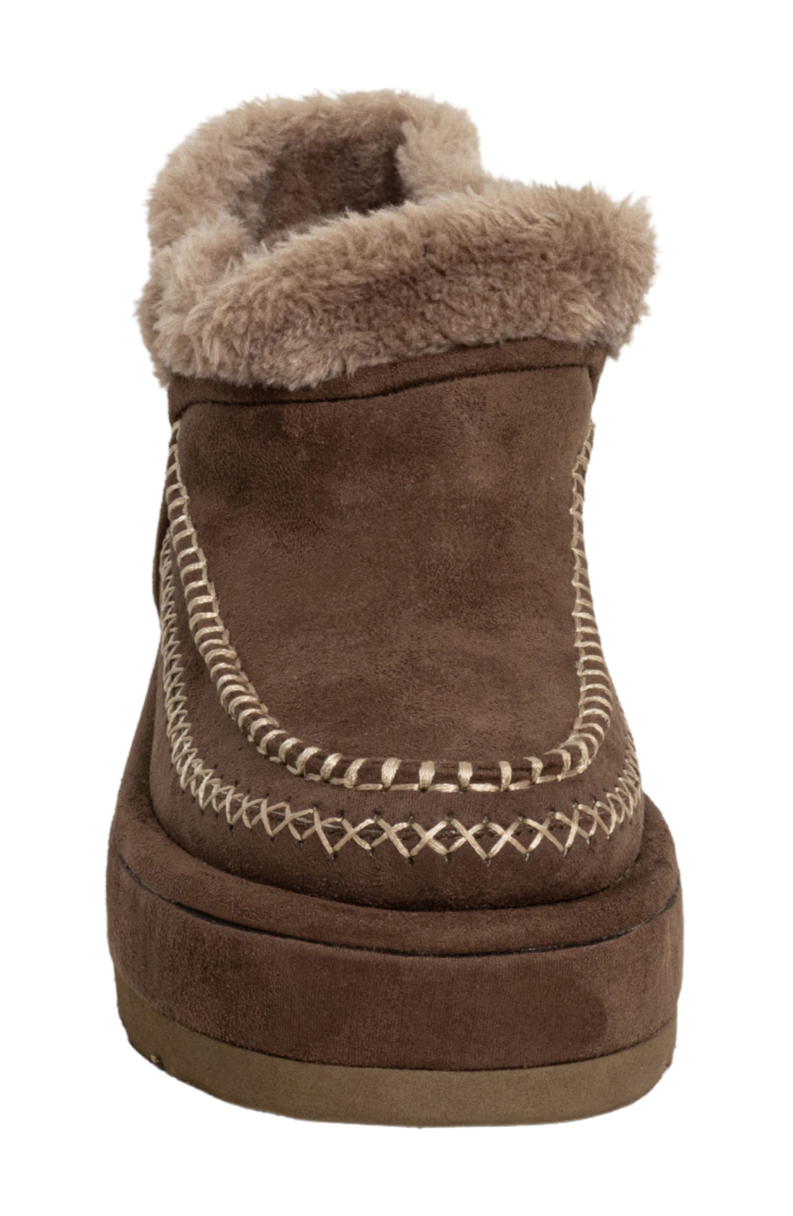 Ulla Faux Fur Lined Platform Bootie, Alternate, color, TAUPE SUEDE