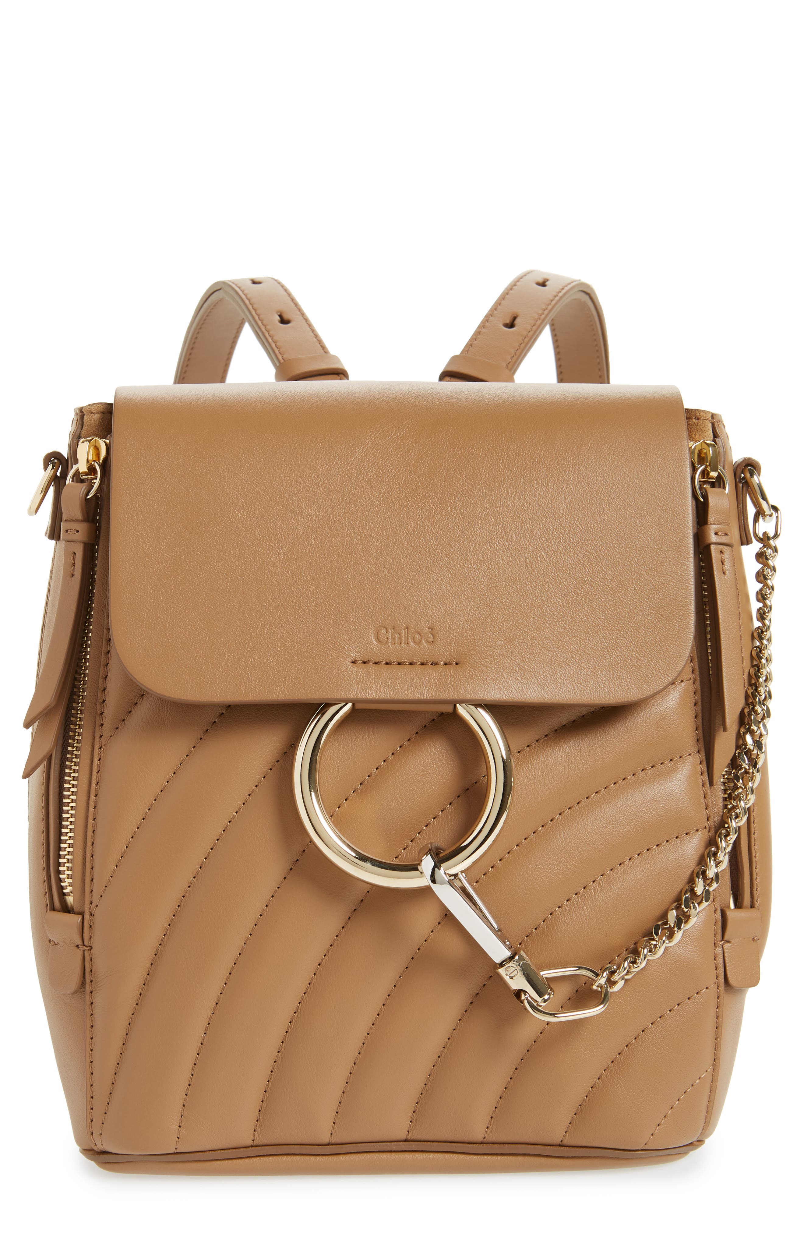 Chloé Small Faye Quilted Leather Backpack, Main, color, 