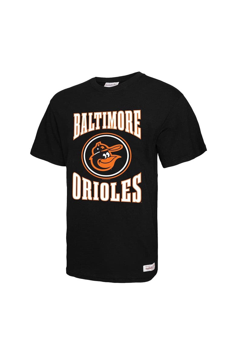 Men's Mitchell & Ness Black Baltimore Orioles Arched Logo Slub T-Shirt, Alternate, color, Black