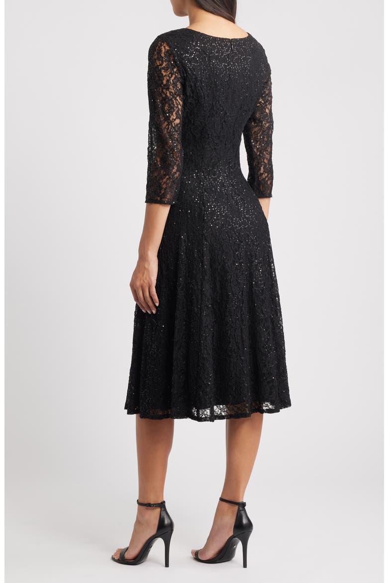 Sequin Lace Cocktail Dress, Alternate, color, BLACK
