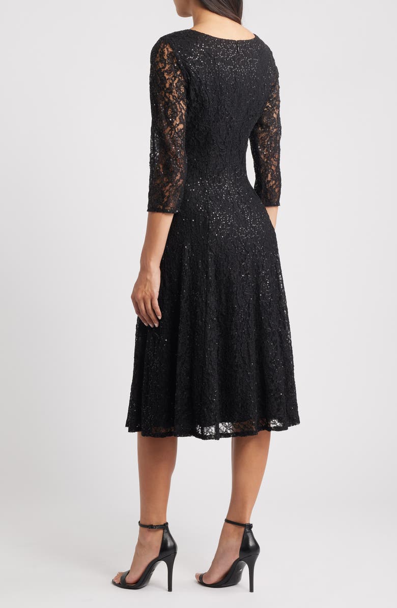 SL FASHIONS Sequin Lace Cocktail Dress, Alternate, color, Black