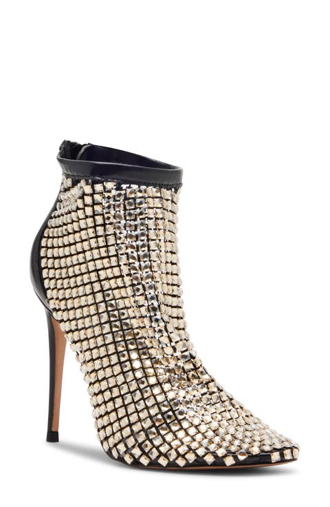 Dancin' Crystal Mesh Pointed Toe Bootie (Women)
