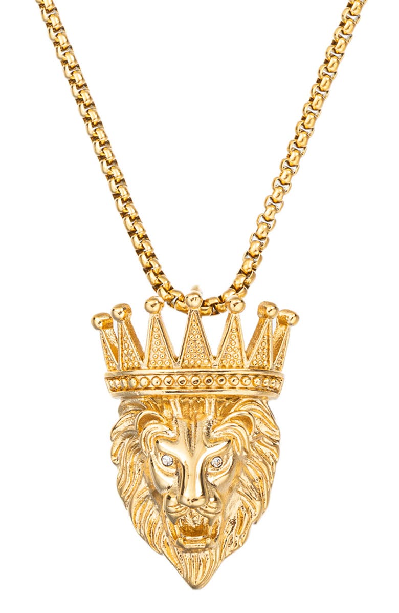EYE CANDY LOS ANGELES Men's Premium Collection Arthur Lion Head Pendant Necklace, Main, color,