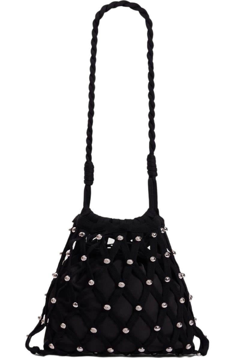 SANDRO Studded net mesh bag, Main, color, Black