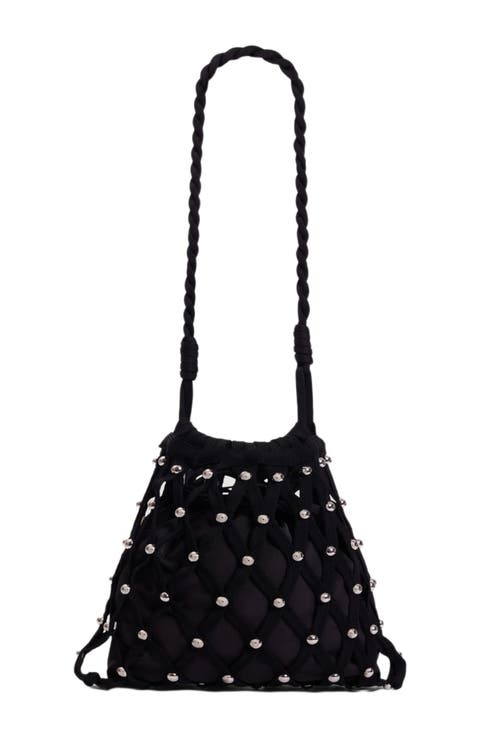 Studded net mesh bag