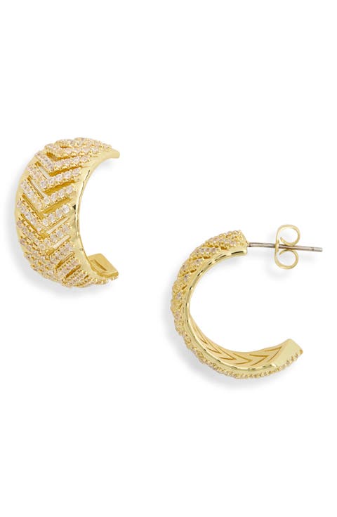 CZ Pavé Huggie Hoop Earrings