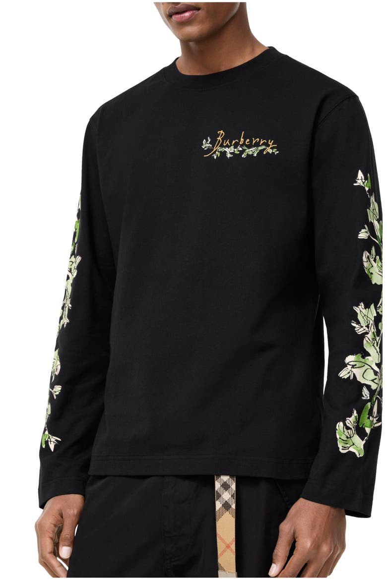 Long-sleeve Brave Little Tree Cotton T-shirt, Main, color, Black