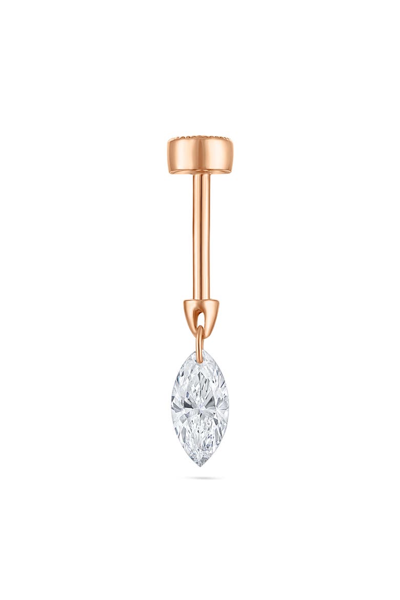 Floating Marquise Diamond Single Charm Threaded Stud Earring, Alternate, color, ROSE GOLD