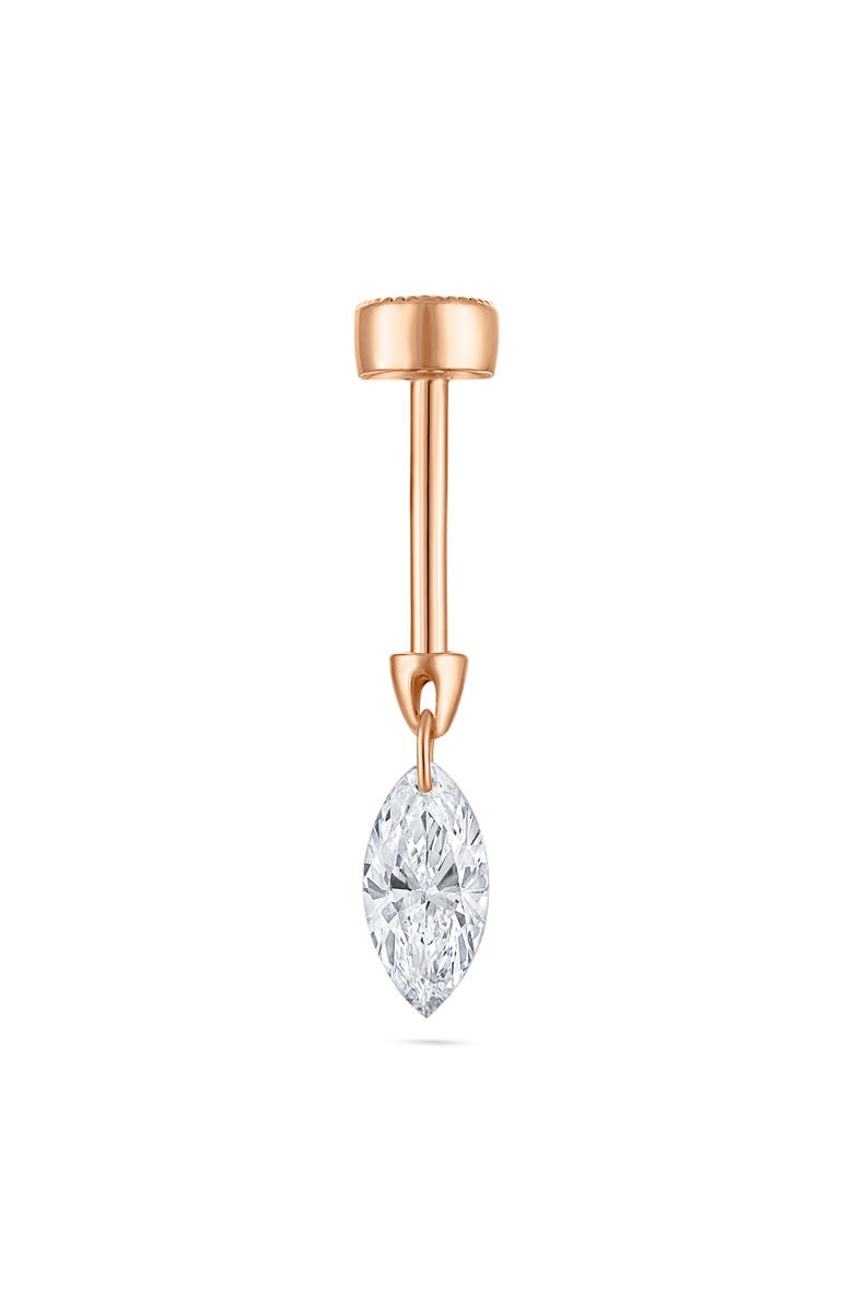 MARIA TASH Floating Marquise Diamond Single Charm Threaded Stud Earring, Alternate, color, Rose Gold