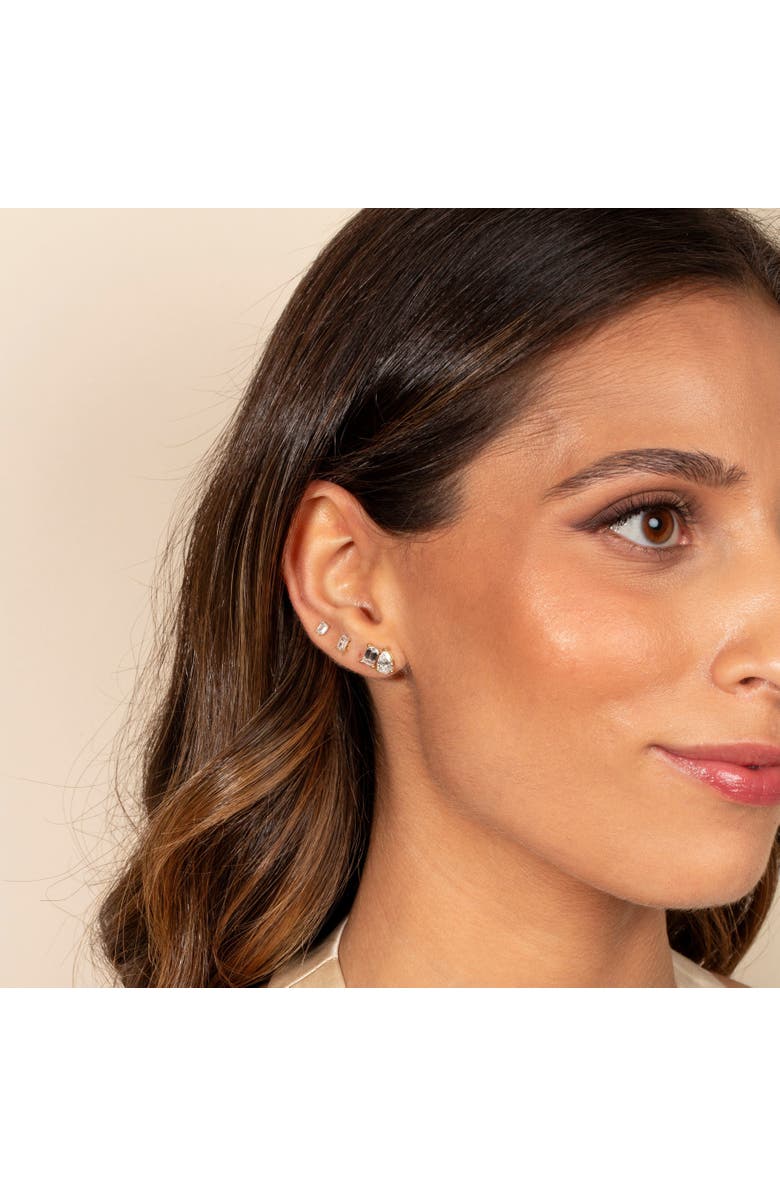 BY ADINA EDEN Lab Grown Diamond Emerald X Pear Stud Earring 14K, Alternate, color, 14K White Gold