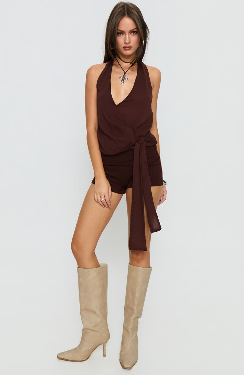 Princess Polly Baseline Foldover Rib Stretch Cotton Shorts, Alternate, color, 