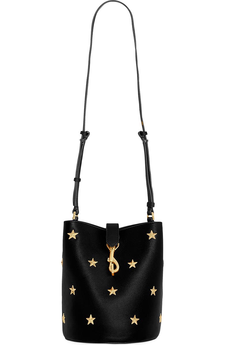 Rebecca Minkoff Small Megan Star Leather Bucket Bag, Main, color, Black