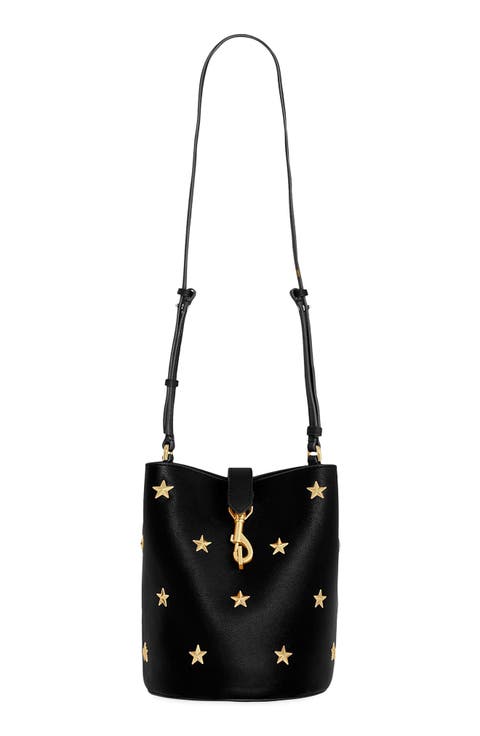 Small Megan Star Leather Bucket Bag